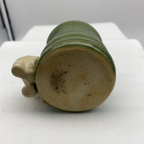 VTG Ceramic Planter Cup Vase Elephant Lucky Trunk Up Green Bamboo Asian 2 3/4”H - Picture 8 of 12
